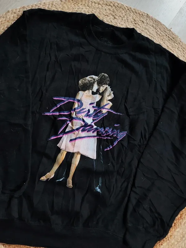 Sweatshirt Dirty Dancing noir vintage gros motif – Vintage Dressing – taille L / 40 / 12 2