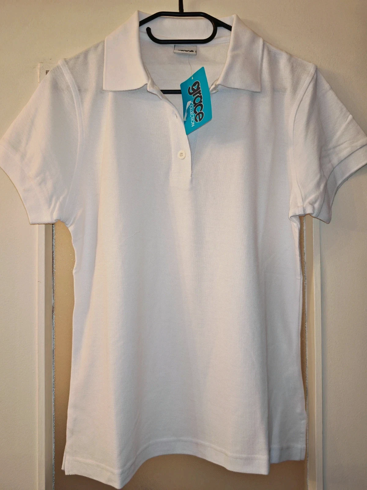 Polo femme Grace Collection blanc – 100 % coton – Neuf avec étiquette – Taille 10