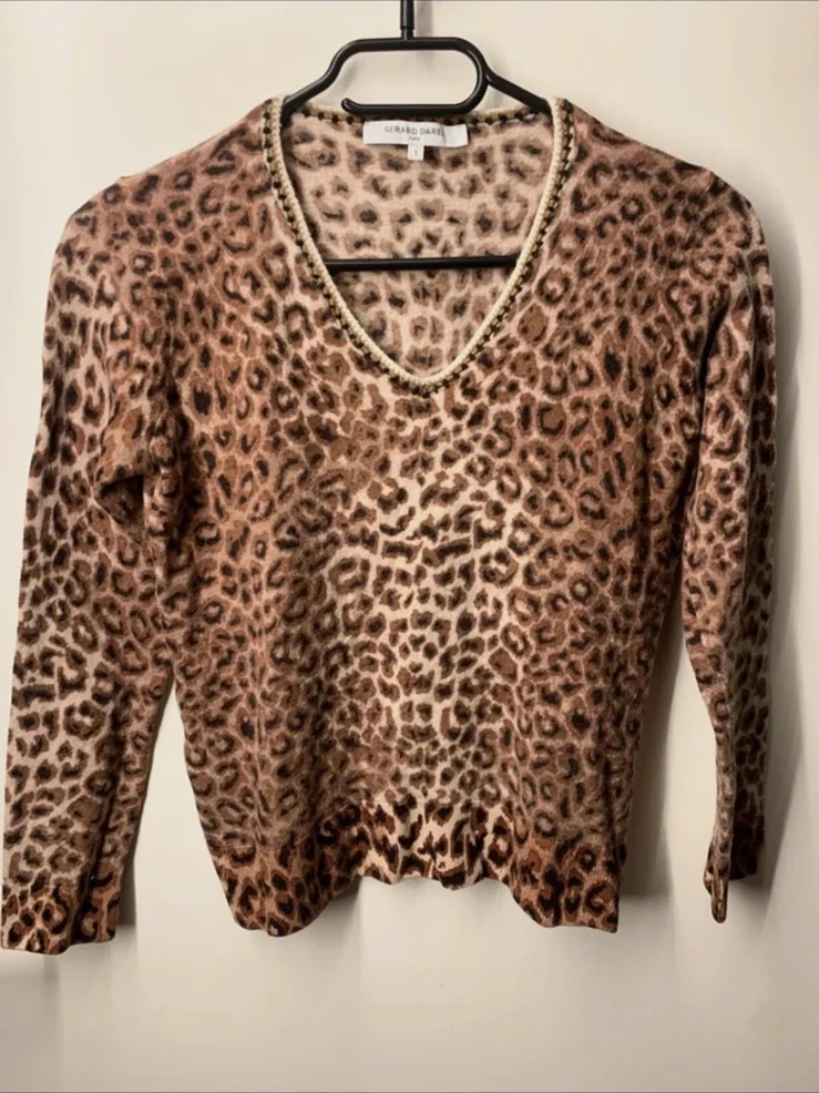 🐆 Pull Gérard Darel léopard 100 % laine mérinos taille 34