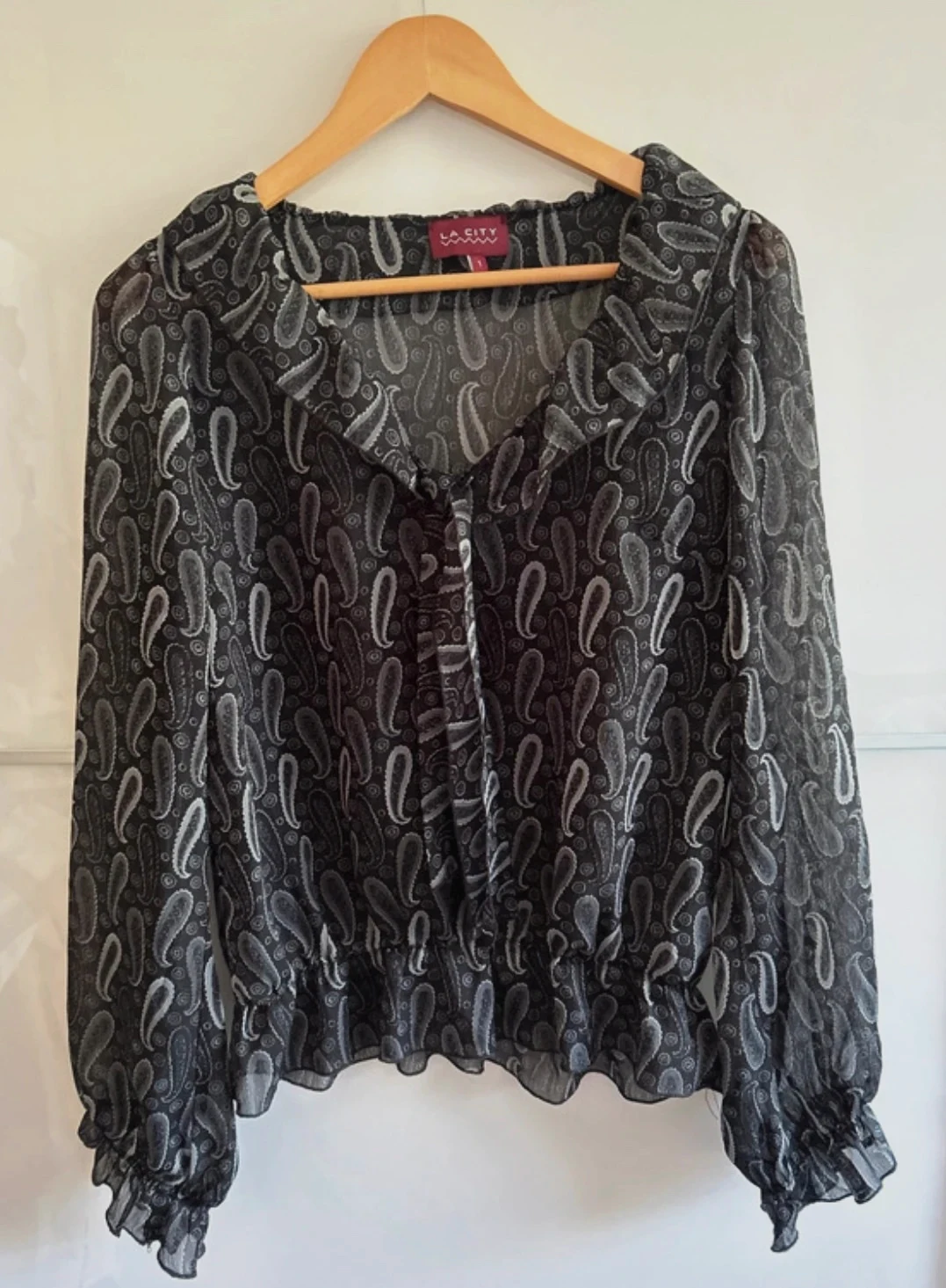 Blouse La City style vintage T36 fluide transparente chic