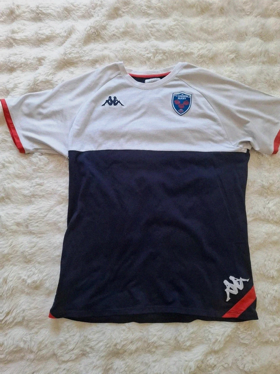 Maillot Rugby d'entraînement FC Grenoble Kappa - Taille XXL - Blanc et bleu marine