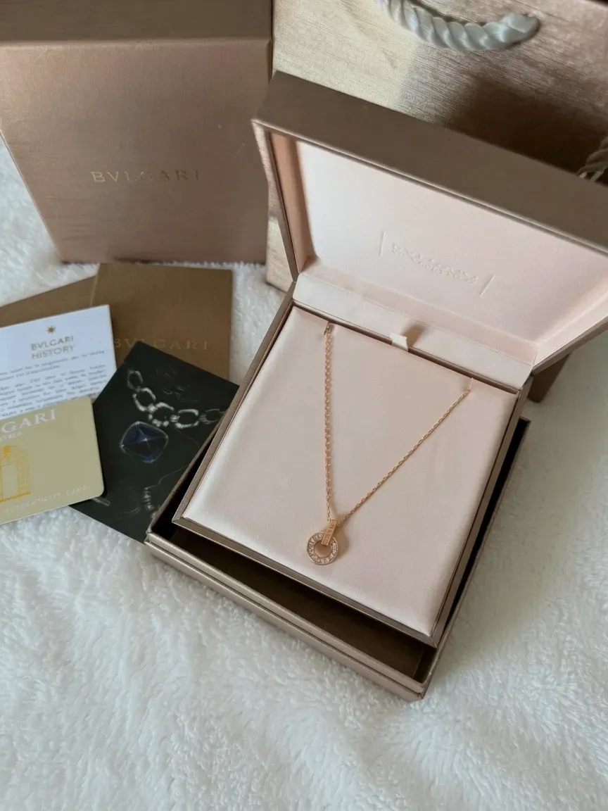 Collier pendentif cercle strass or rose – bvlgard – or rose – taille Taille unique 4