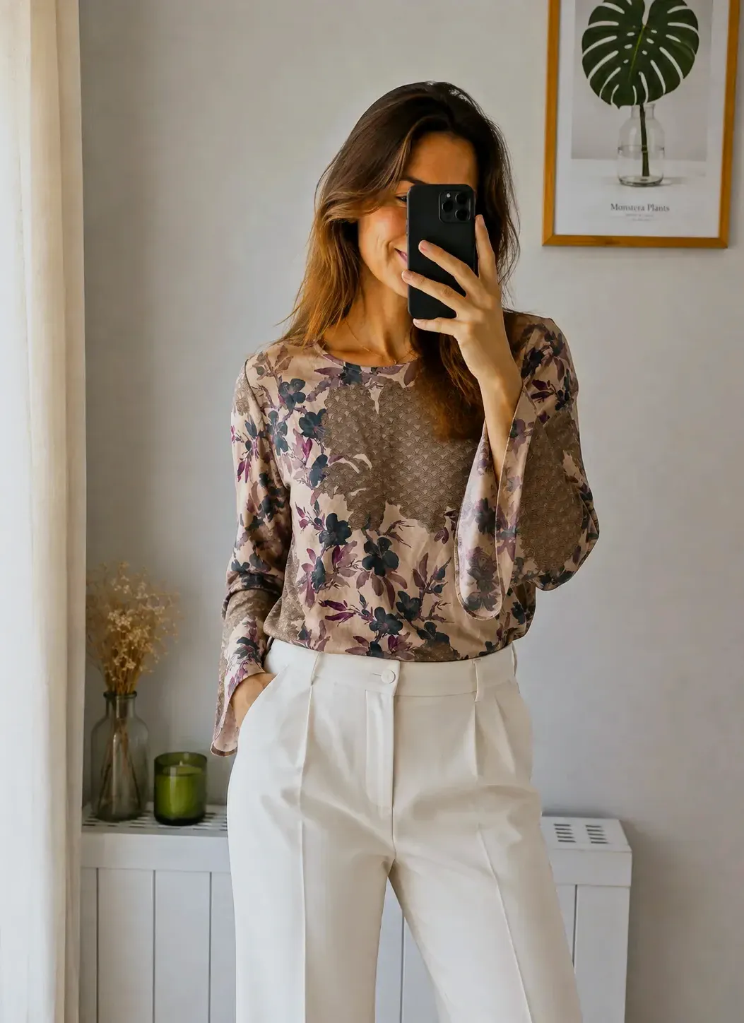 Blouse Rinascimento fleurs beige et violet Taille XS – Rinascimento – beige – taille XS 2