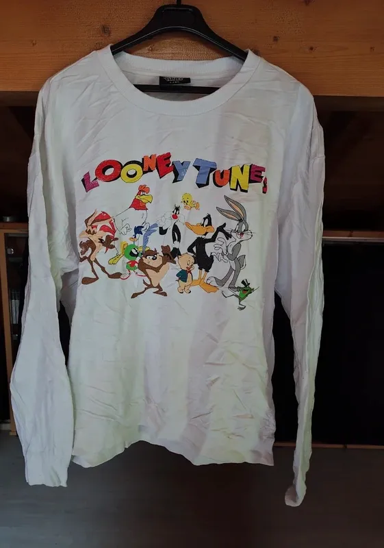 Sweatshirt Looney Tunes blanc vintage 90's – Looney Tunes – taille L / 40 / 12 2