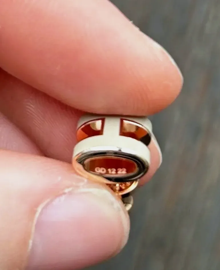 Boucles d'oreilles  Hermès Mini Pop H doré et beige  – Hermès – doré et beige 6