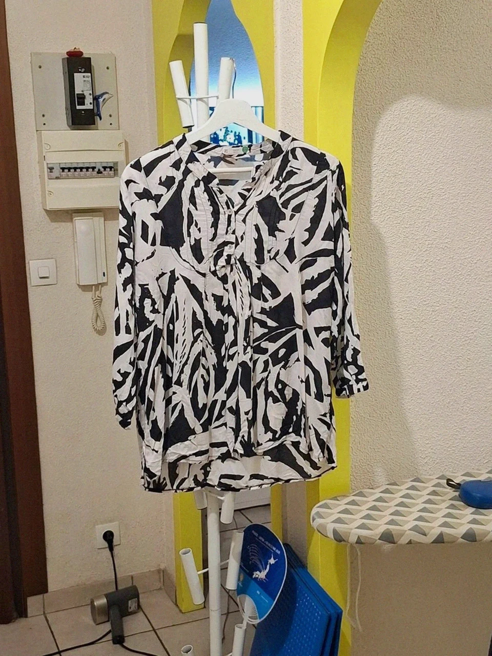 Léger Chemisier / Tunique Toscane - Imprimé Noir et Blanc - Manches 3/4