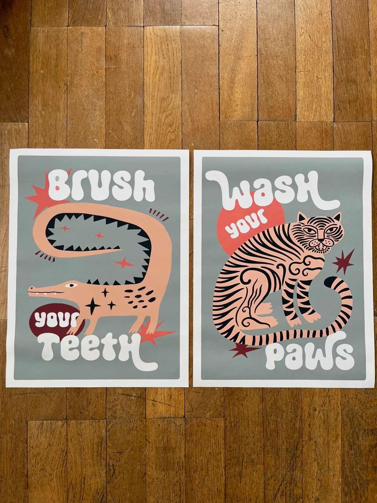 Lot de 2 posters déco animaliers – 30 × 40 cm