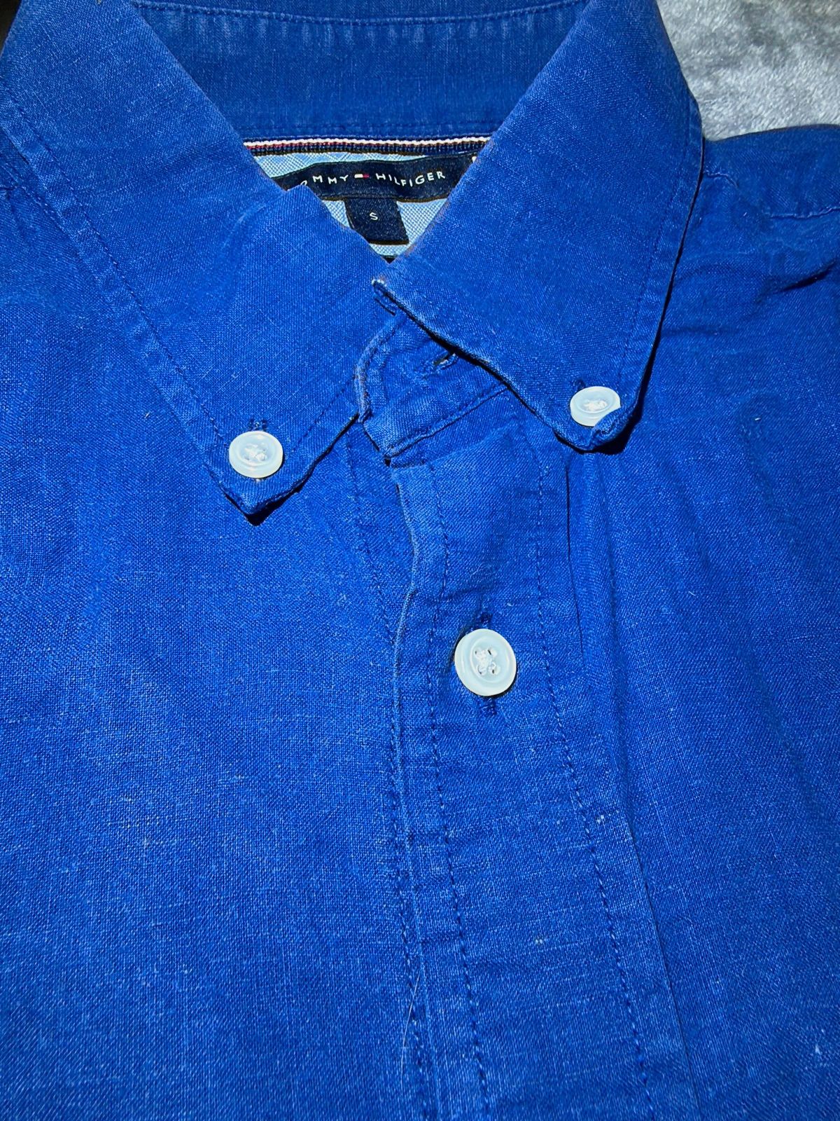 Chemise à manches longues - Tommy Hilfiger - Bleu marine - Taille S - logo brodé - Cotton et lin – Tommy Hilfiger – taille S 5