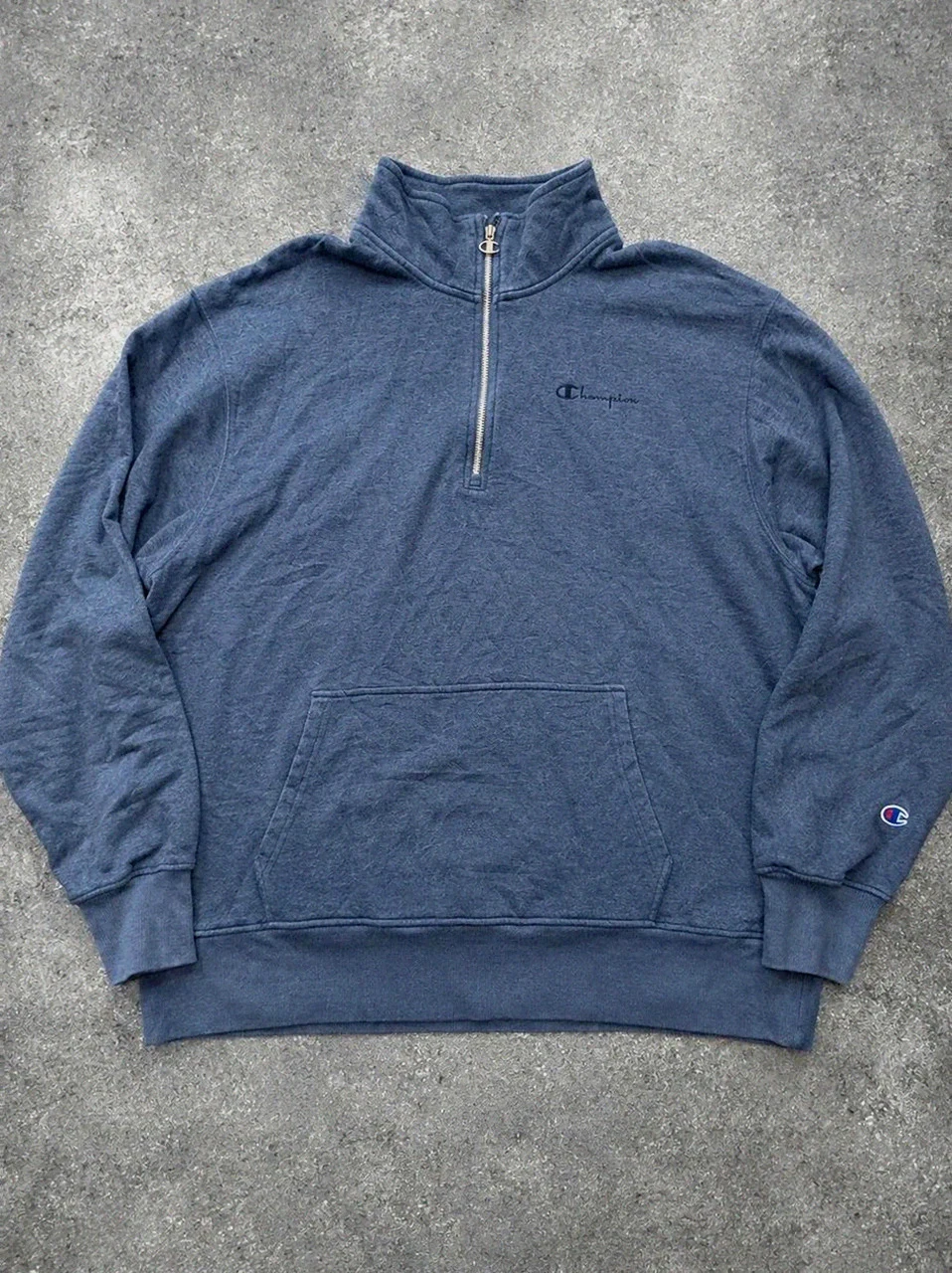 Champion 1/4 Zip Xxl 2XL bleu gris – sweat col montant Y2K streetwear sportswear