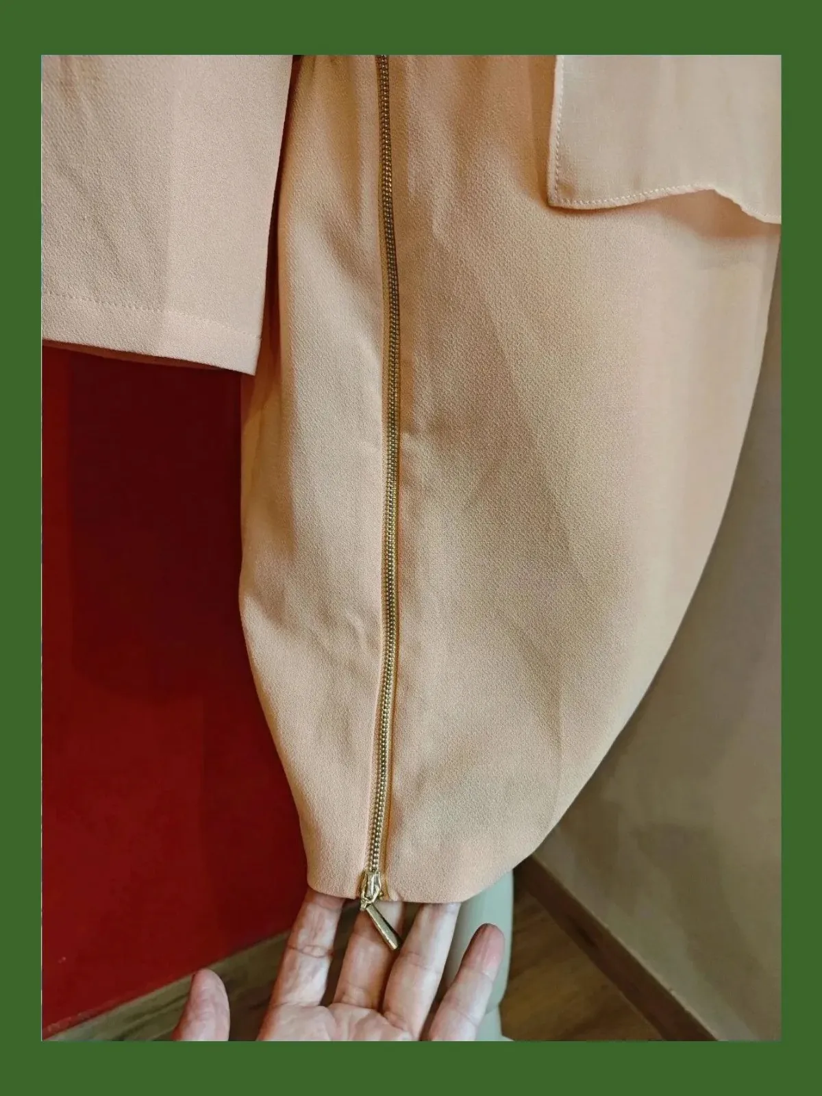 🌺 Vestido tono naranja pastel con volante de gasa delante y cremallera lateral en falda – MD WOMAN – taille L / 40 / 12 5