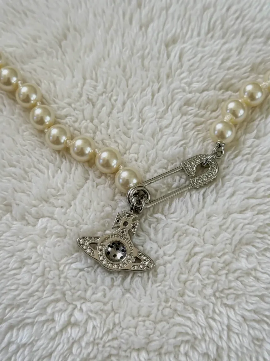 Collier perles avec pendentif strass – Vivienne Westwood – blanc – taille Taille unique 2