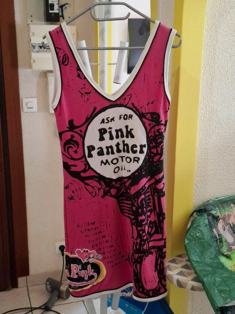 Débardeur Long / Robe "Pink Panther" (Gone Pink / Motor Oil) - Noir & Rose – taille S / 36 / 8