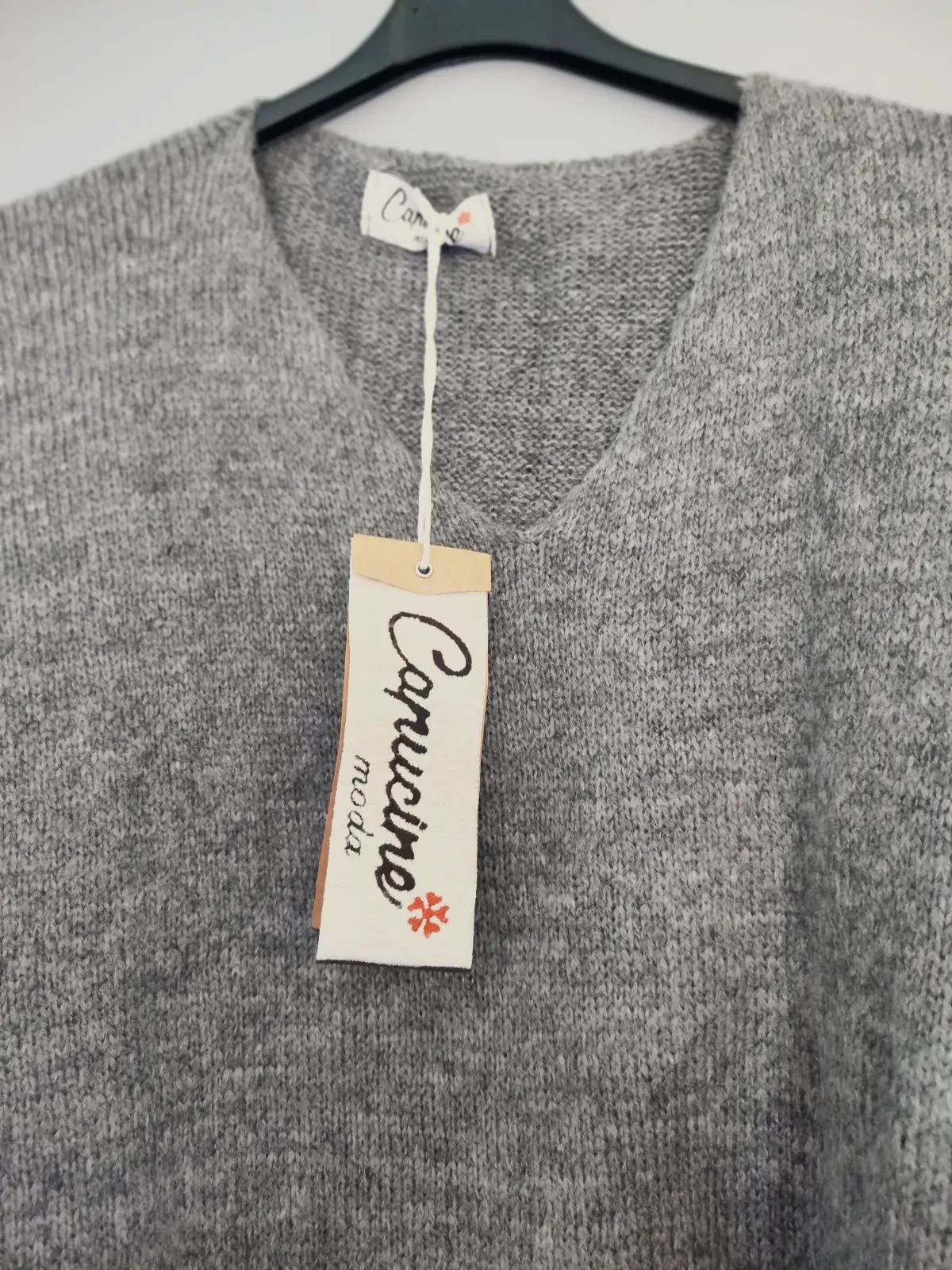 Pull gris col V à nouer Capucine Moda – Capucine Moda – taille Taille unique 4