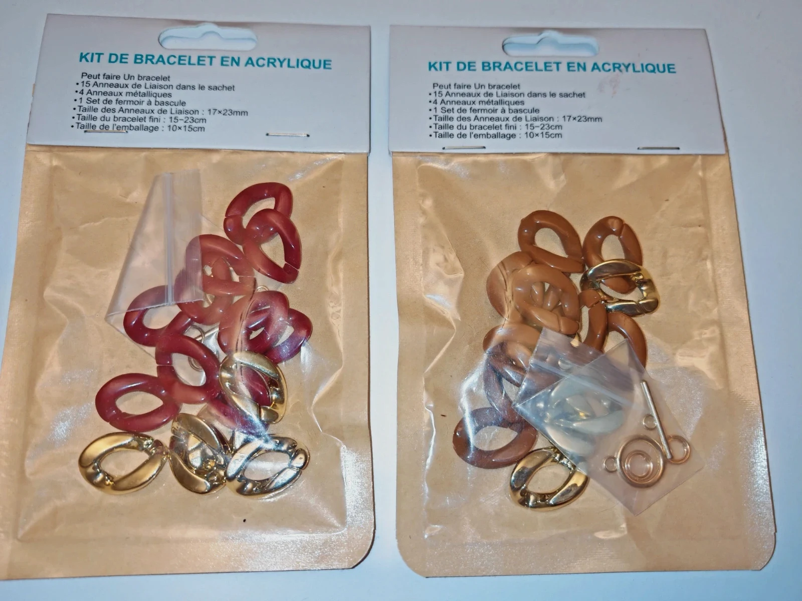 Lot de 2 kits bracelet en acrylique – Loisirs créatifs – Neufs