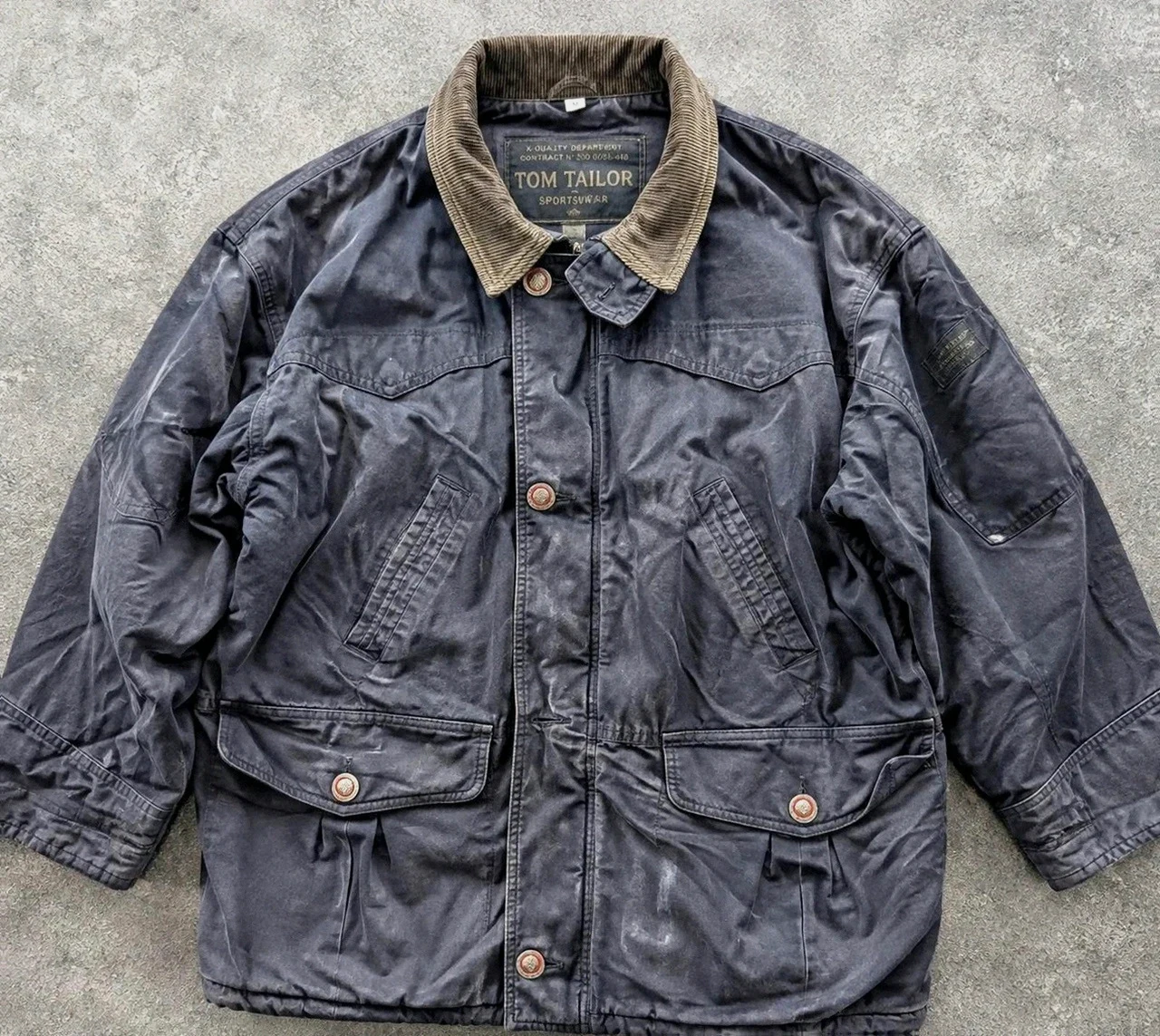 Veste Tom Tailor Vintage Field Jacket Workwear Utility Col Velours M