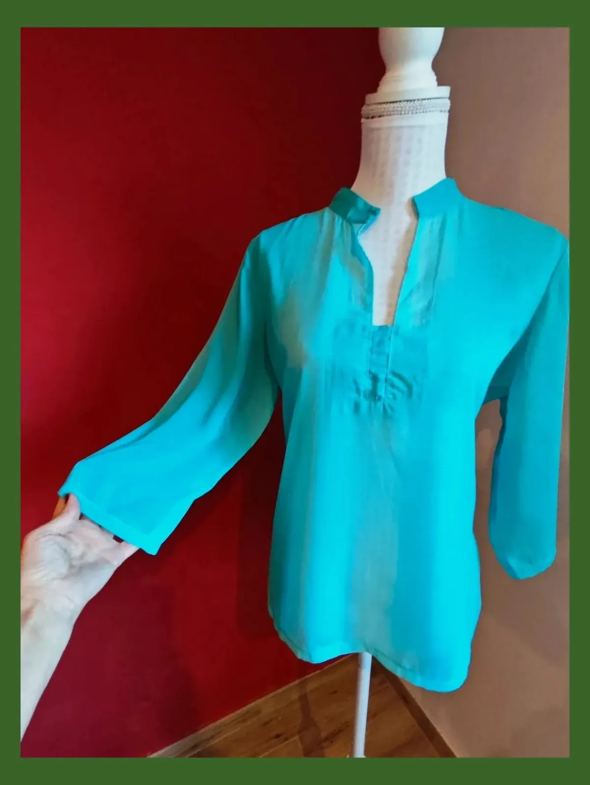 🌺Blusa de gasa azul semitransparente efecto degradado – Mysaki Yuki – taille XL / 42 / 14 2