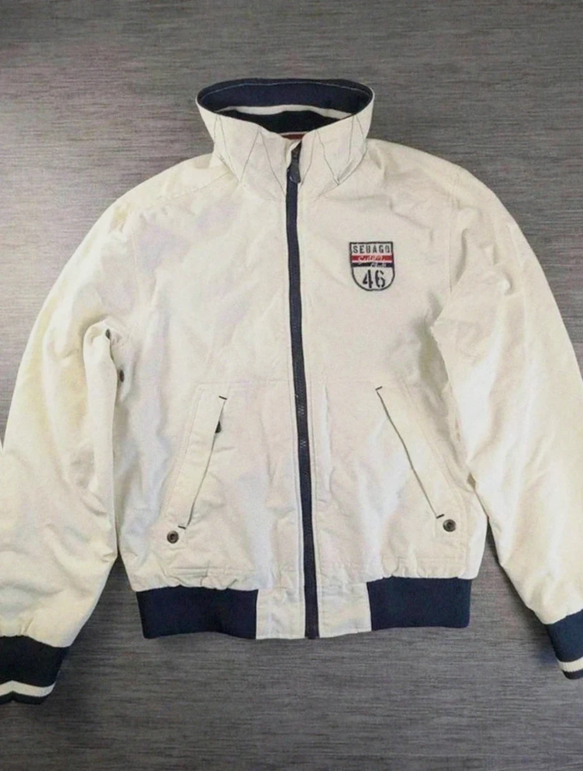 Veste Sebago sailing club blanche nylon déperlant finitions premium taille S vintage casual