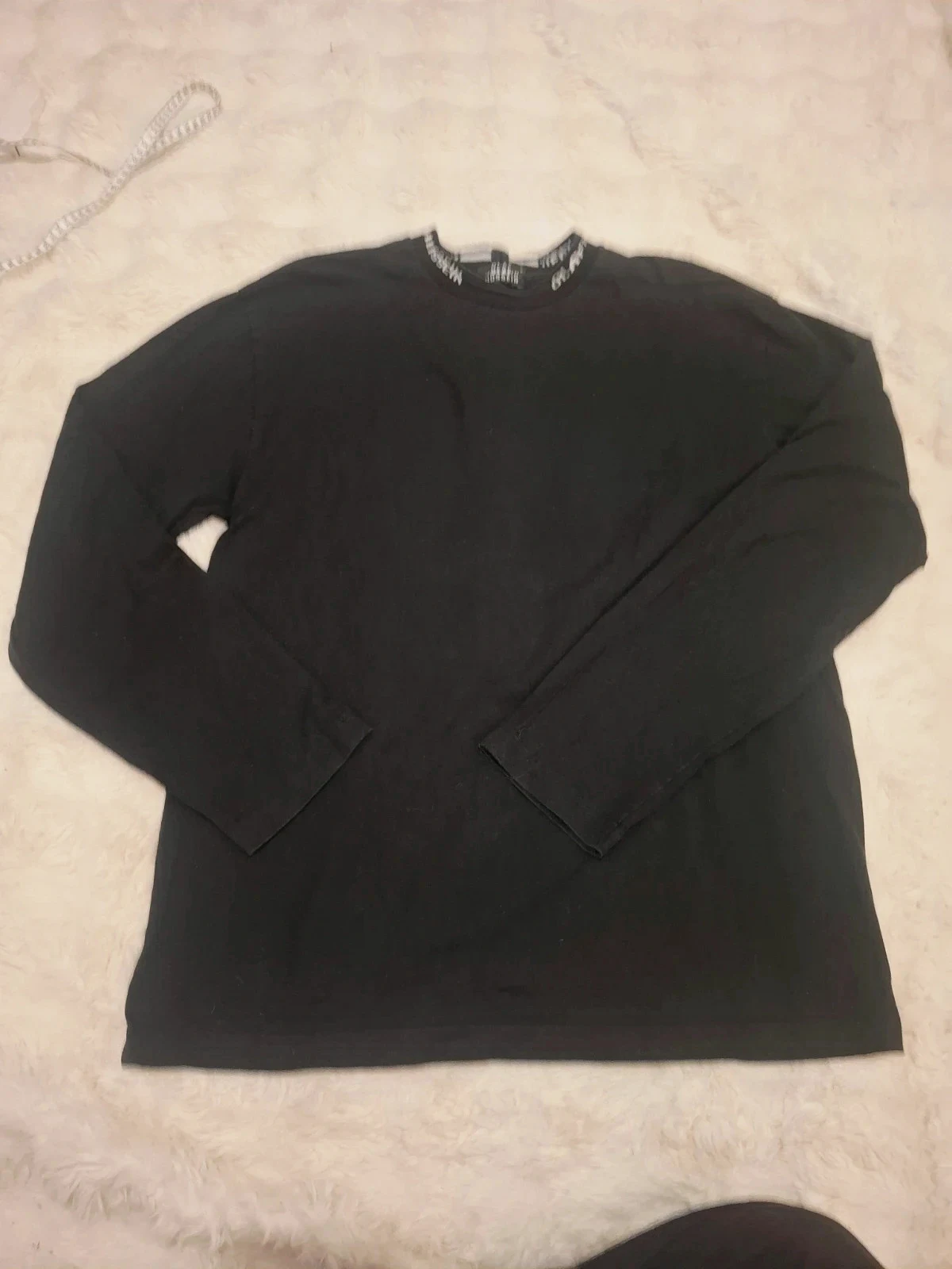 T-shirt Manches Longues Noir Col Montant Brandé Olaf Hussein T.M / M