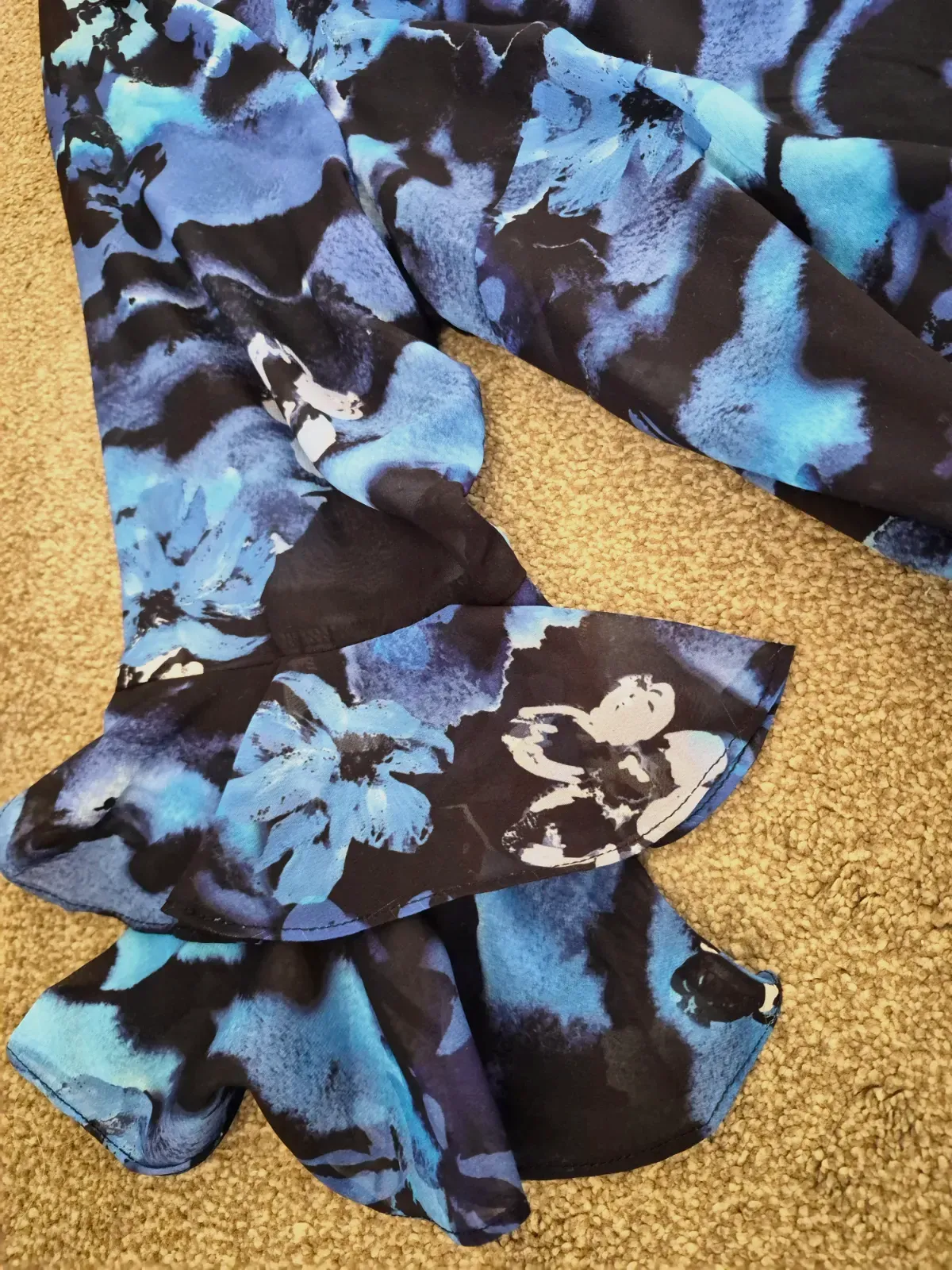Floral Blue Black Short Sleeve Dress – Wallis – bleu, noir et blanc – taille L 3