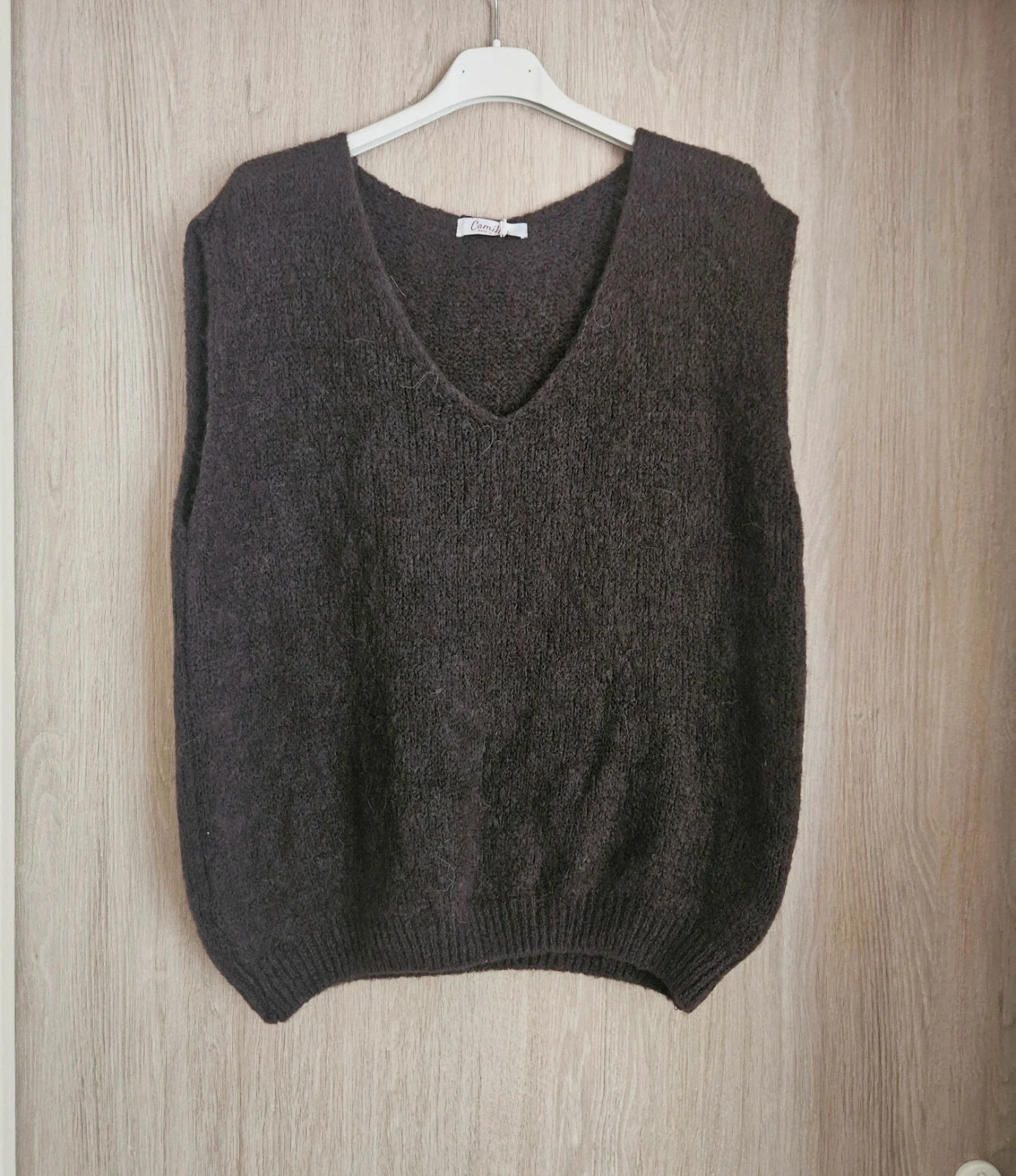 Pull doux, oversize, sans manches - 30% alpaga - TU 36 au 44