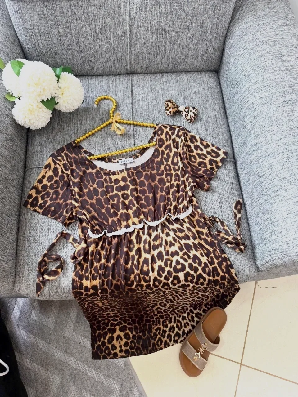 Robe léopard manches courtes enfant