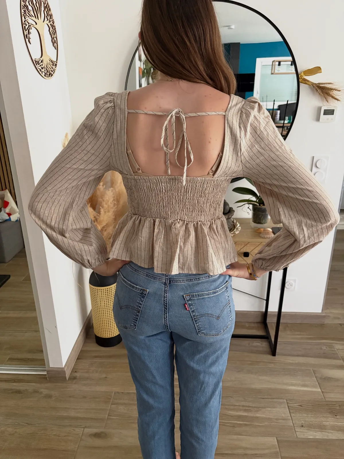 Blouse rayée SHEIN – Col carré, manches bouffantes ✨ – Shein – taille M 3