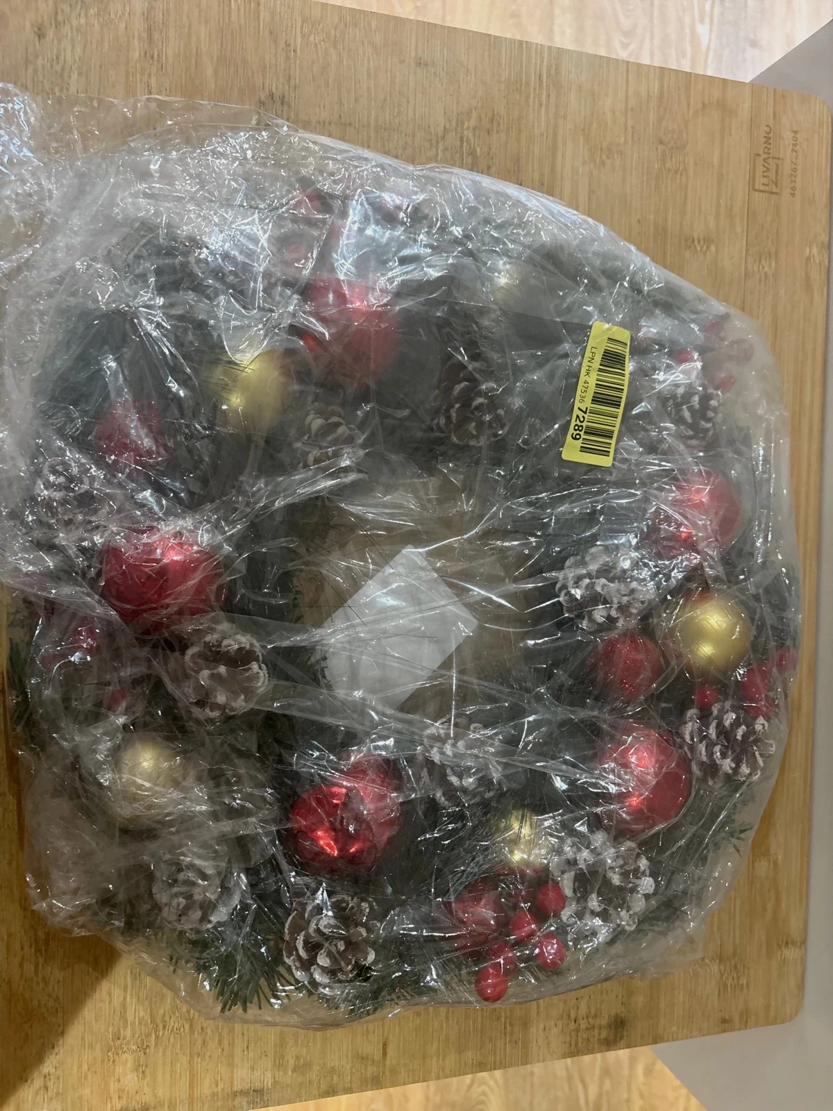 Couronne de Noël 🎅 🌲vert avec boules rouge et doré