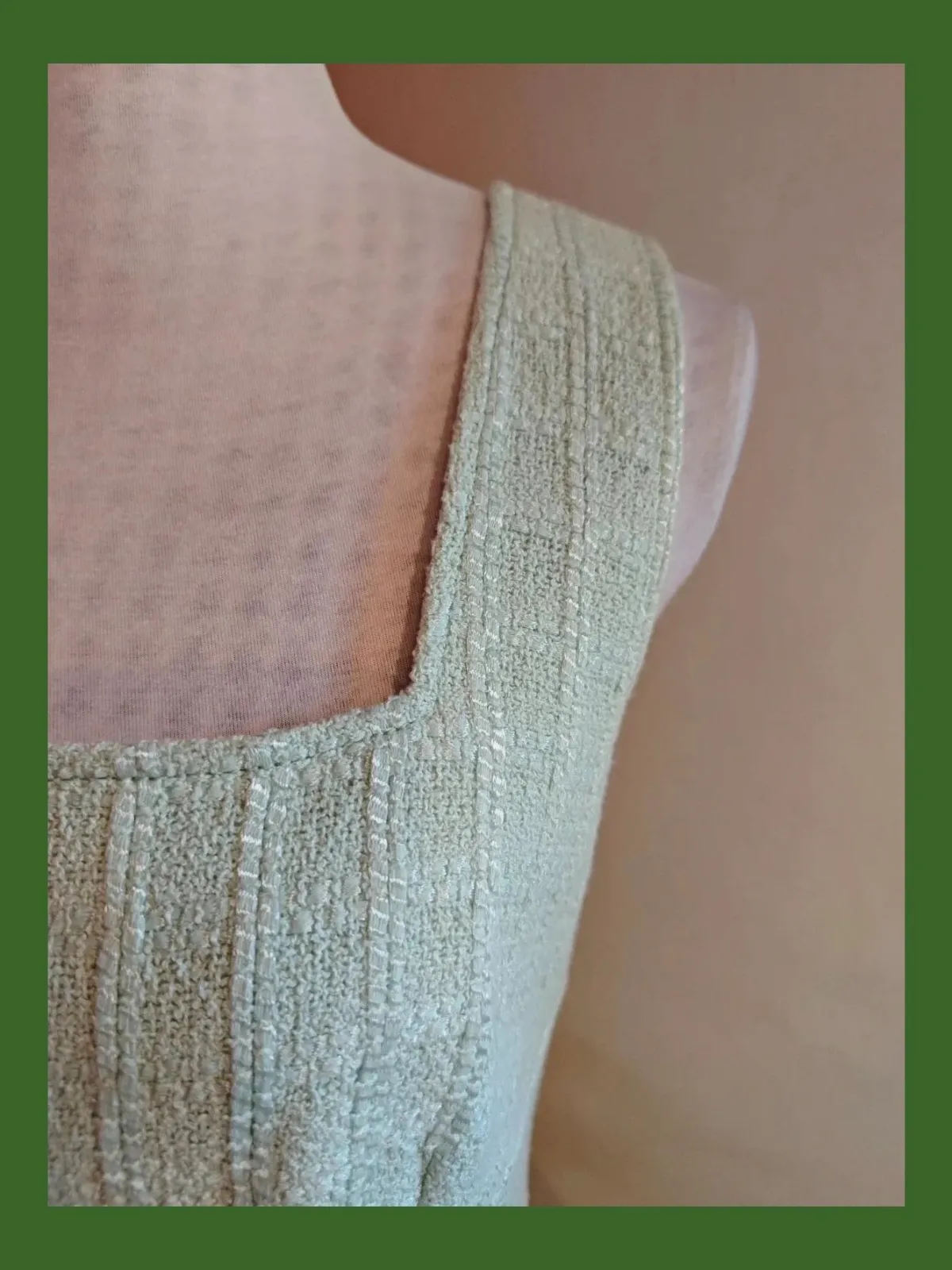 🌺 Impresionante vestido de tweed y guipur verde clarito, de Felipe Varela – Felipe Varela – taille XL / 42 / 14 5