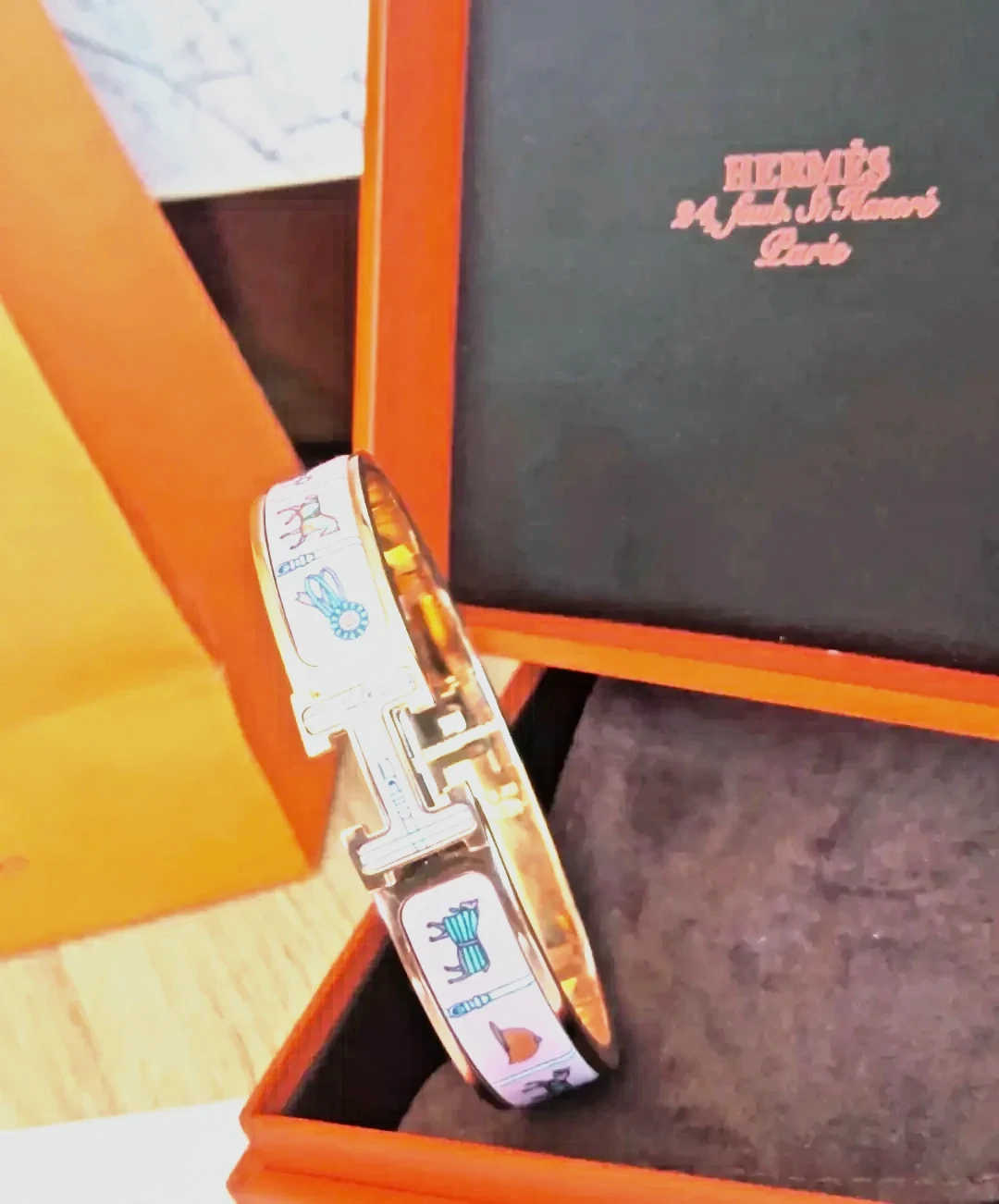 Bracelet Hermès Clic H - Or rose GM 