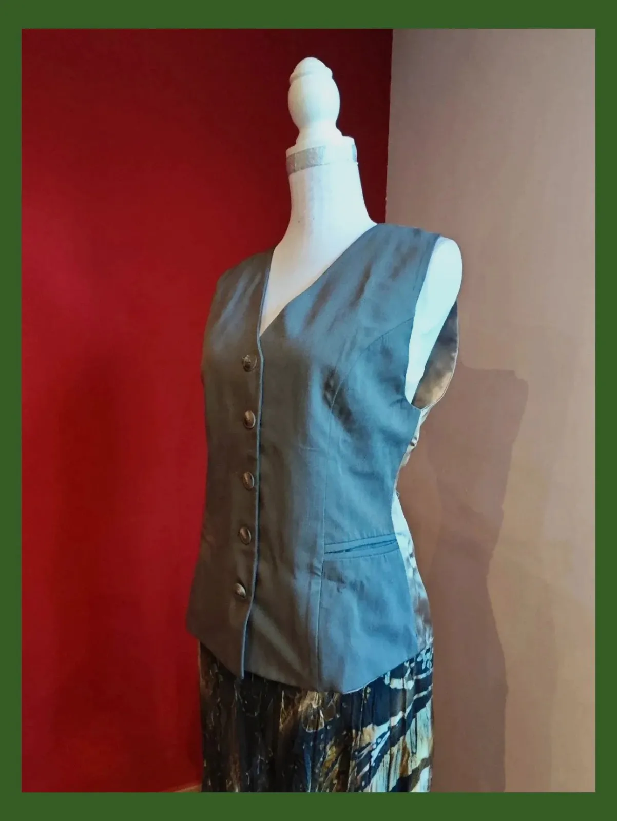 🌺 Elegante chaleco marrón claro de rayón y modal con espalda de raso dorado – lola rodero – taille L / 40 / 12 3