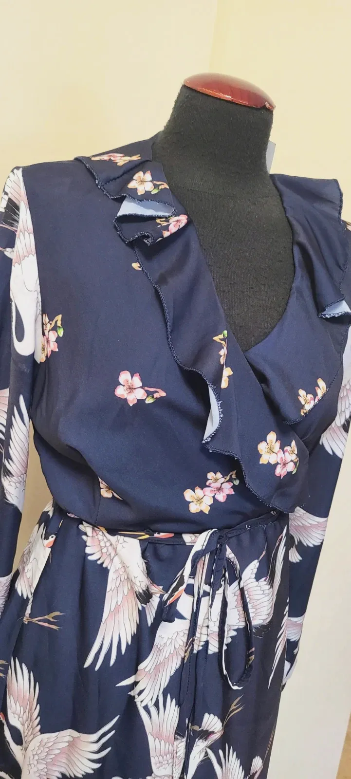 Vestido corto cruzado estilo y mono con estampado de grullas – petits mamans – taille Taille unique 5