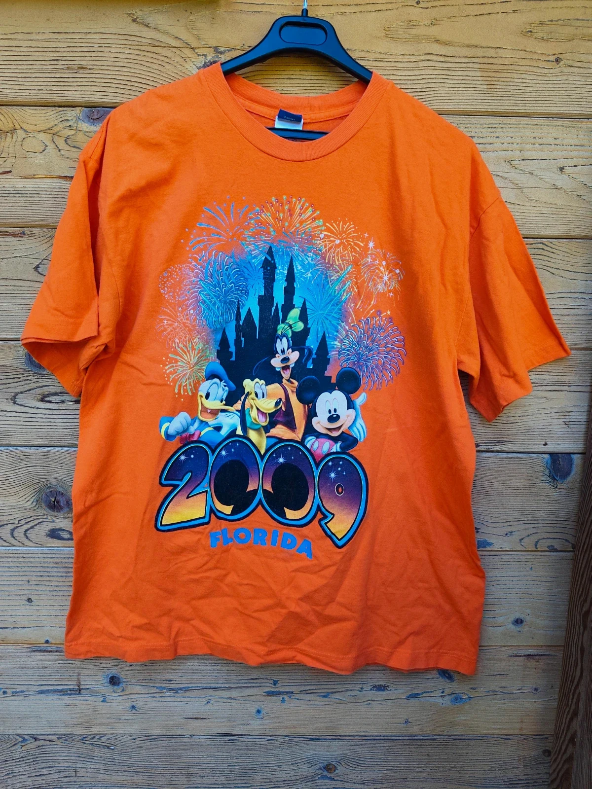 T-shirt Disney Mickey Dingo Donald Pluto orange 2009 – Disney – orange – taille XL