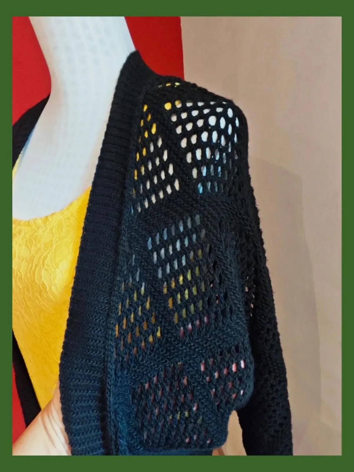 🌺 Chaqueta de punto calado negro con manga japonesa – Vintage Dressing – taille Taille unique 5