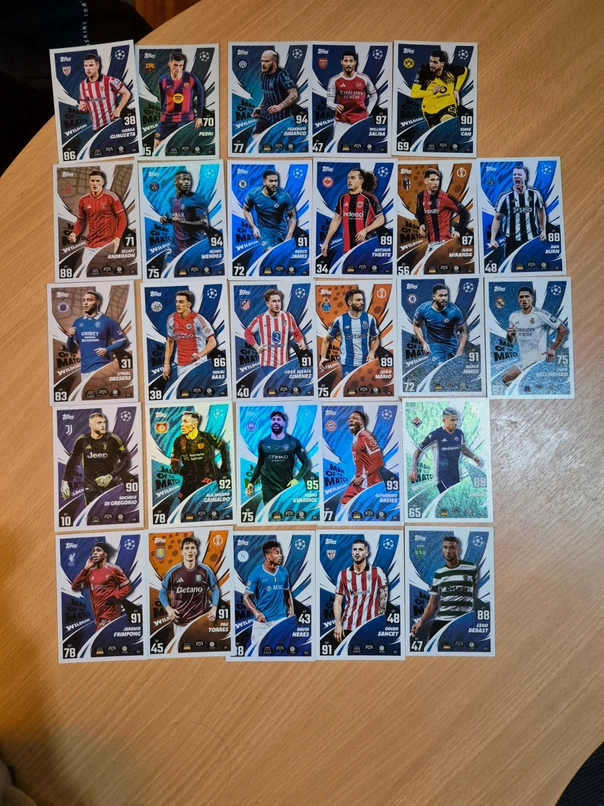 Lot de 26 cartes +1 double topps match attax man of match wildcard