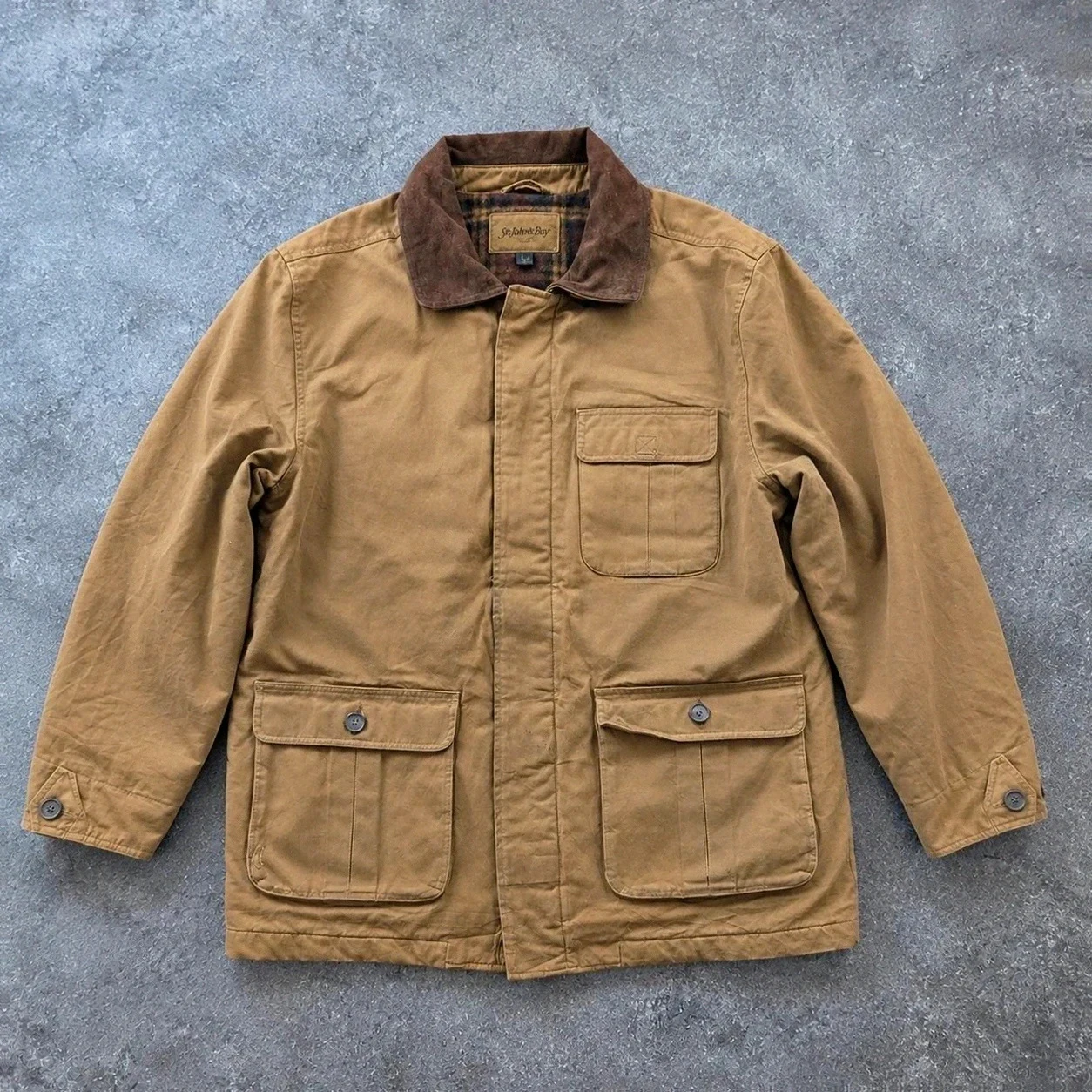 St. John’s Bay veste workwear vintage L Field Jacket toile doublée col suédine