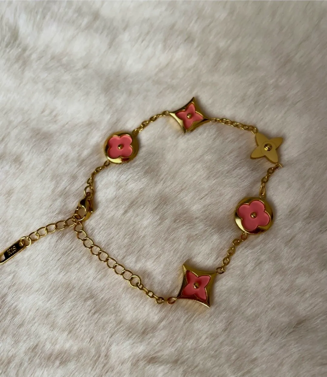 Bracelet chaîne fleurs étoiles doré – Sans marque – doré 2