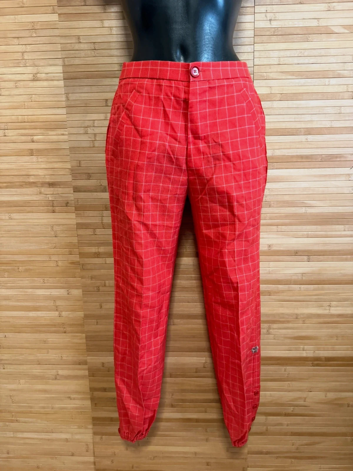 Pantalones rojos cuadros vintage talla 38 😍