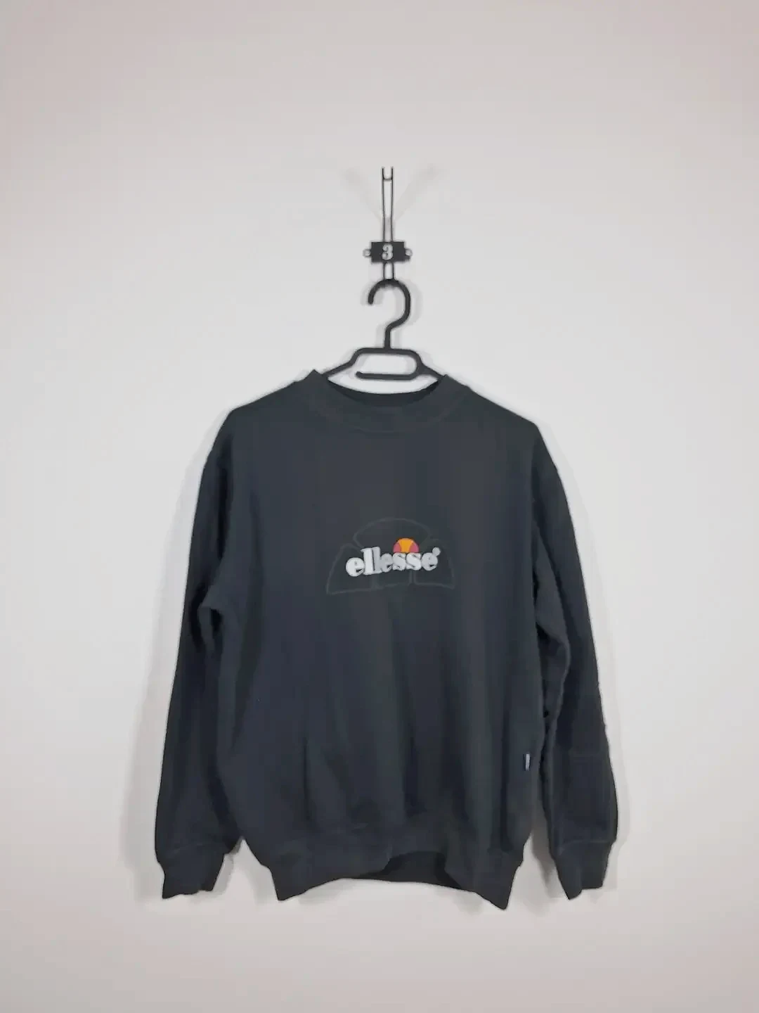 Sweat Ellesse Col Rond Noir Anthracite Vintage Taille S