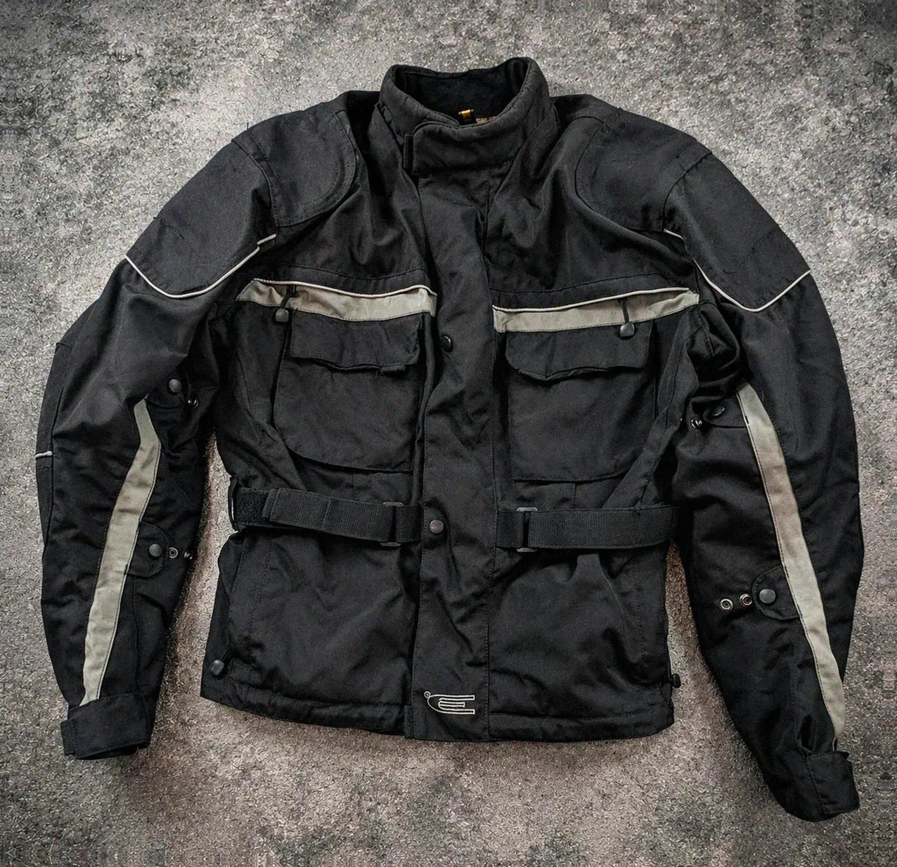 Veste moto textile touring renforcée noir/gris protections intégrées taille L