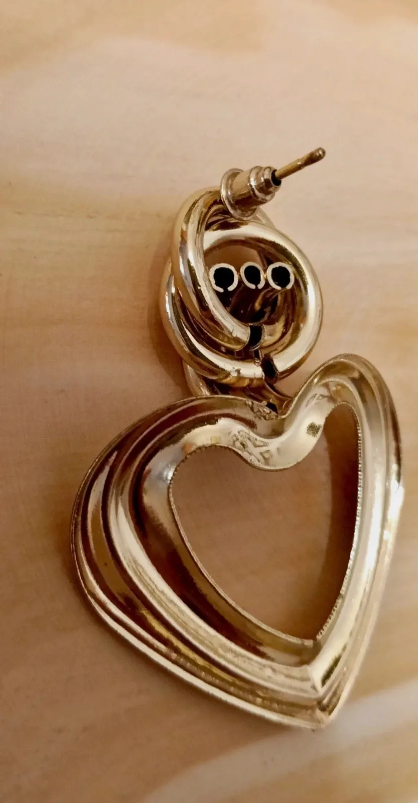 Pendientes dorados corazón 5 cm - Boucles cœur 5 cm - Orecchini cuore 5 cm 4