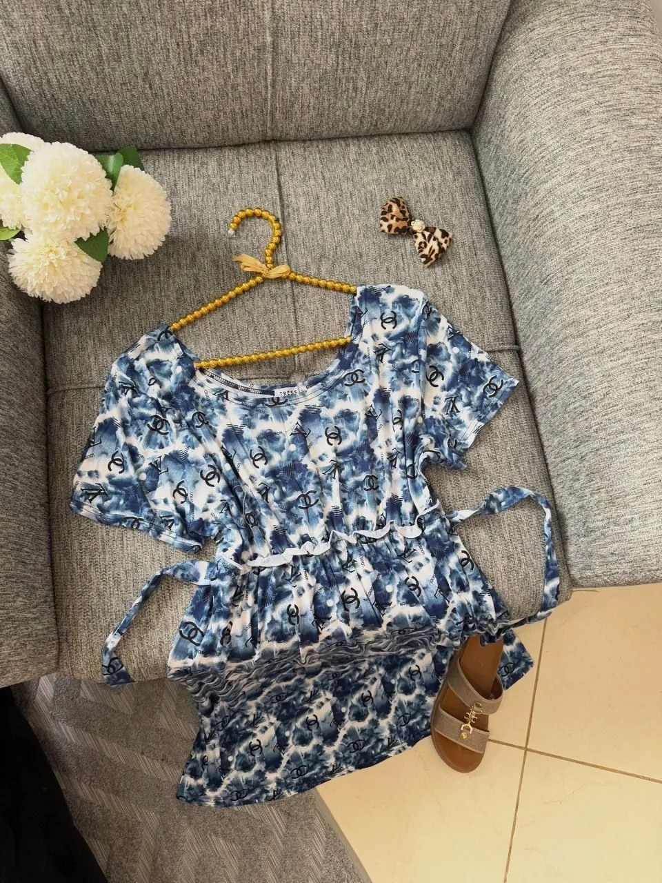 Robe léopard manches courtes enfant – Sans marque – multicolore (léopard marron/beige, pêche, bleu marine, bleu) 4
