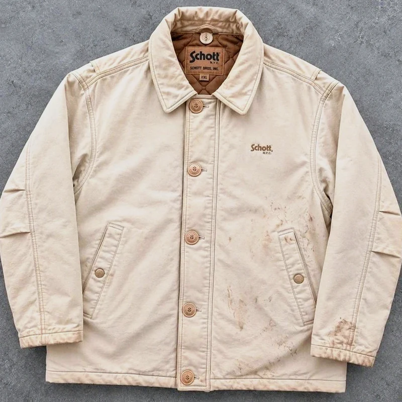 Schott NYC veste workwear vintage XXL canvas Hollofil II patinée utility jacket