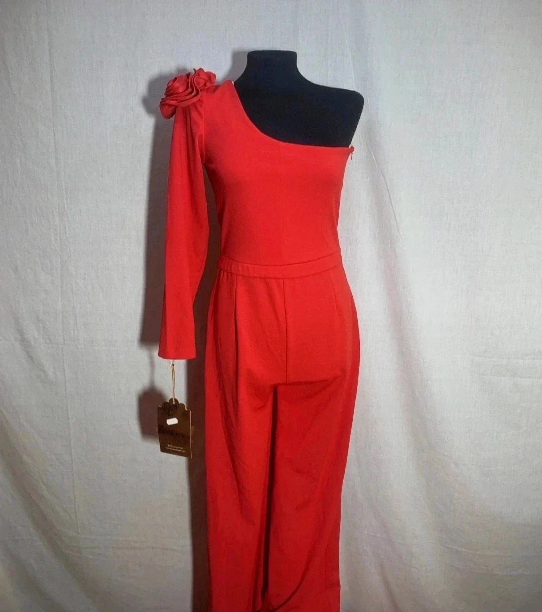Mono Largo Asimétrico Rojo | Red Asymmetric Long Jumpsuit – Marta en Brazil – taille L / 40 / 12