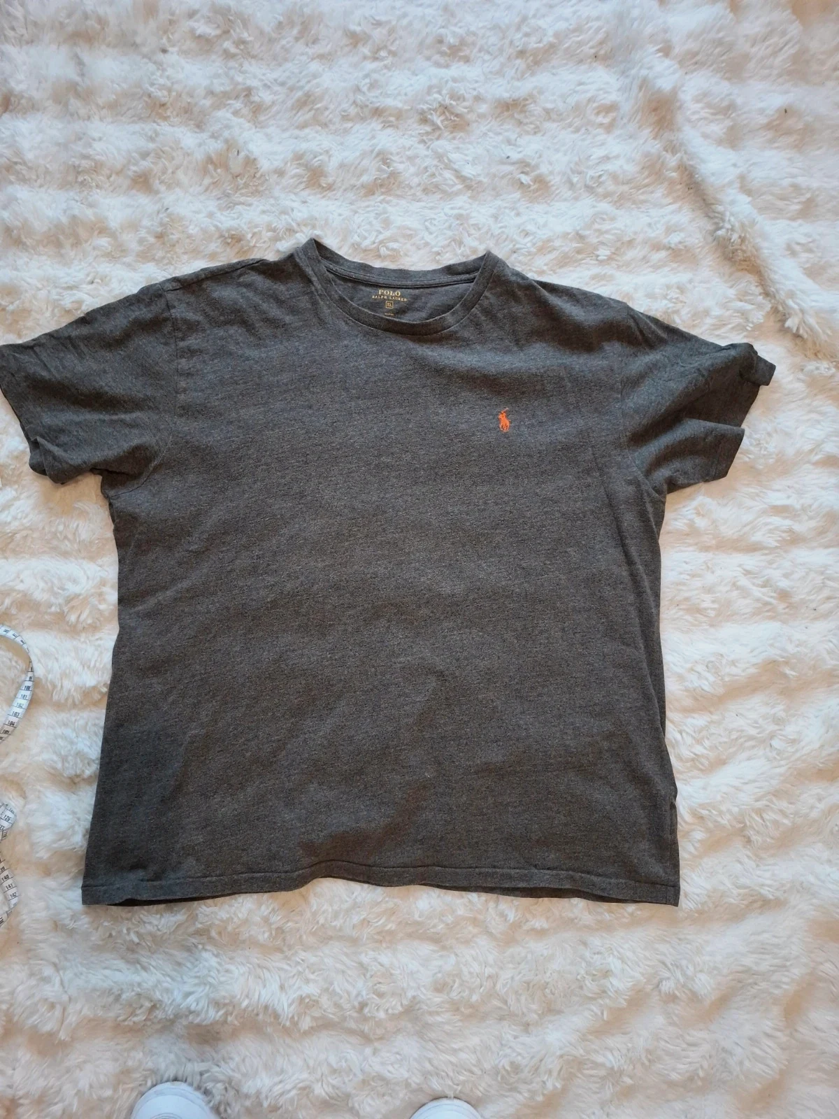 T-shirt gris chiné Polo Ralph Lauren logo orange brodé taille XL