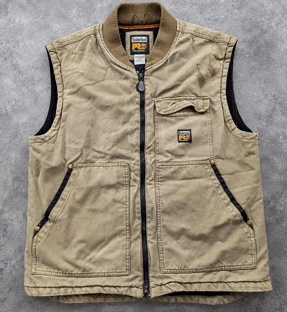 Timberland PRO Series gilet workwear canvas vintage 2009 XL patiné