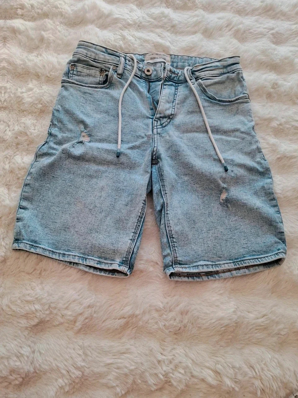 Jean Pull&Bear Clair Délavé avec cordon - Short Taille 40 (USA 31)