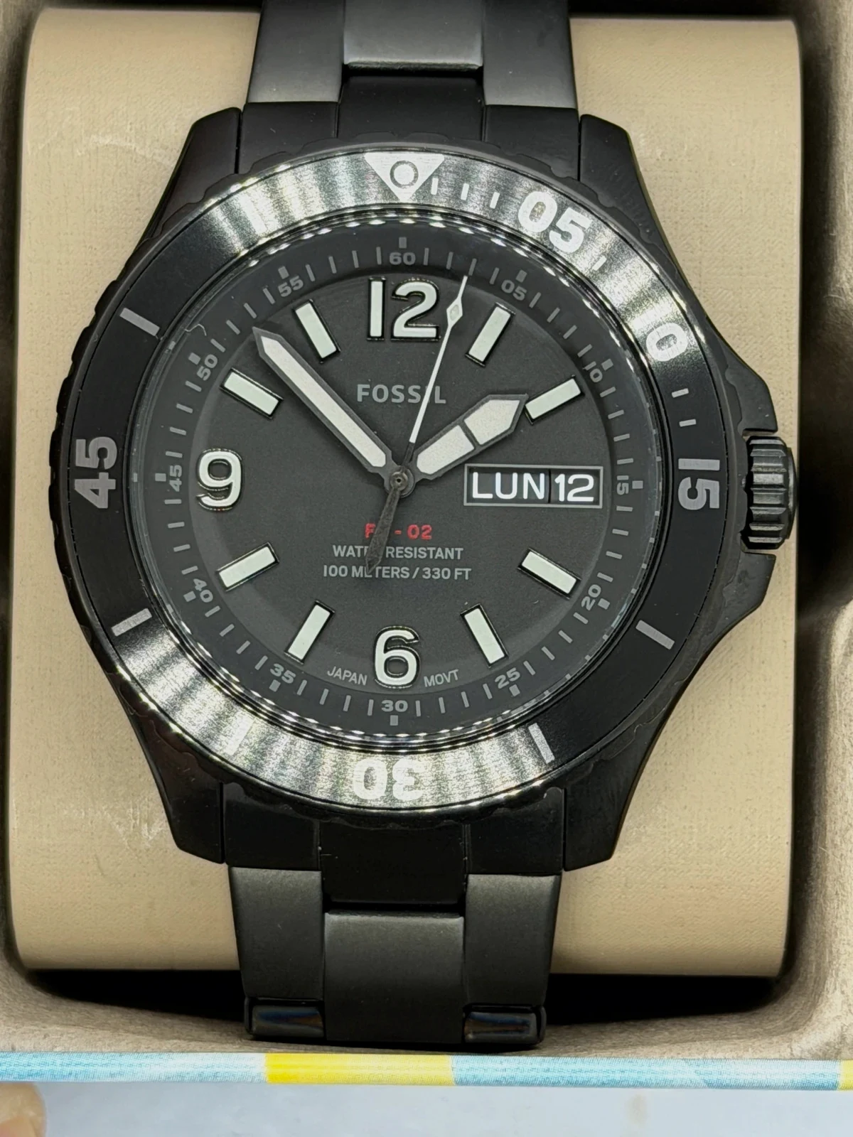 Montre homme Fossil FS5688 Noire Neuve avec boîte