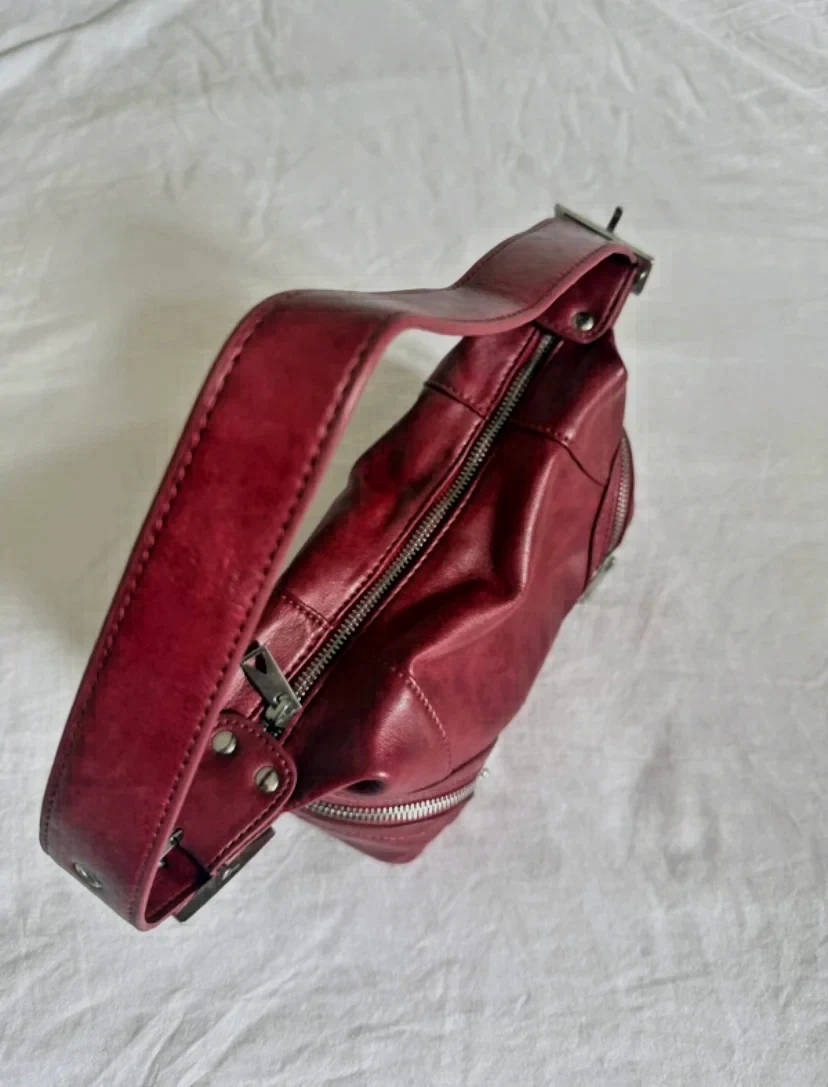 Sac à main rouge bordeaux cuir