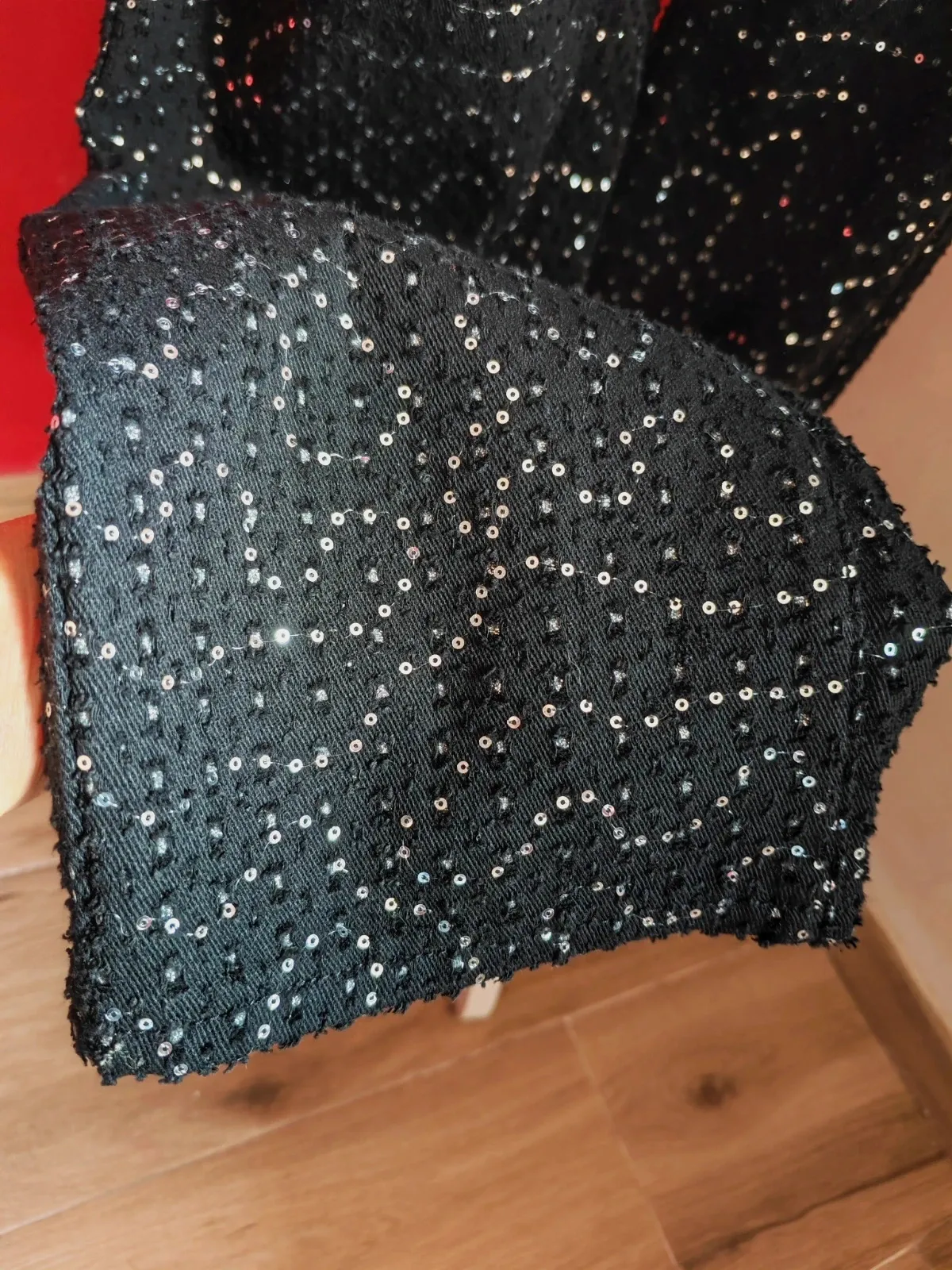 🌺 Espectacular pantalón de algodón negro con lentejuelas plateadas, de See See Paris – See See Paris – taille M / 38 / 10 5
