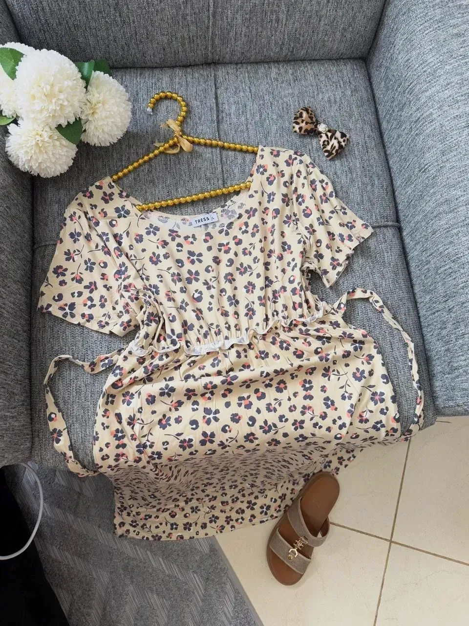 Robe léopard manches courtes enfant – Sans marque – multicolore (léopard marron/beige, pêche, bleu marine, bleu) 2